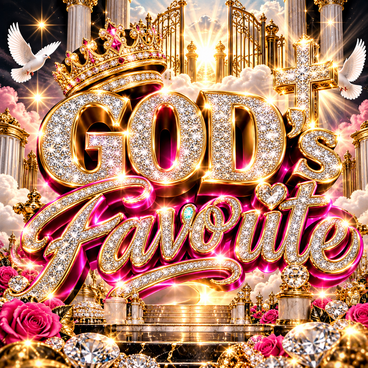God's Favorite 3D Diamond Bling Digital PNG